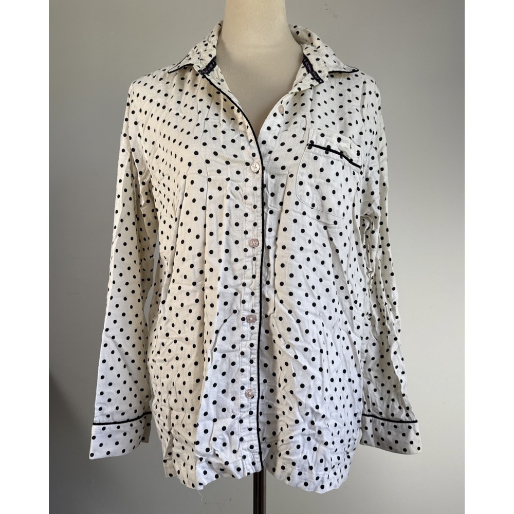 Victoria's Secret Y2K Pajama Top M Polka Dot Button Sleep Shirt 2000s Loungewear